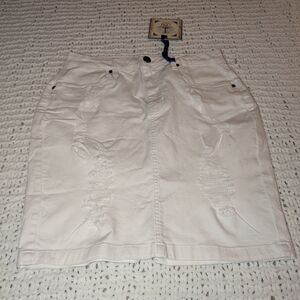 Nwt Lexi Jeans White Distressed Denim Skirt Sz 8